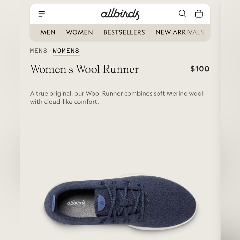 Allbirds Women's Wool Runner in blue, size 6